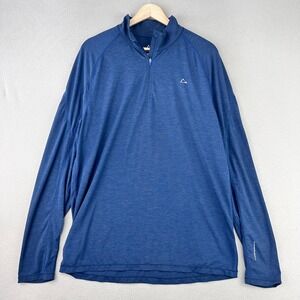 Paradox Merino Wool 1/4 Zip Pullover Men L Blue Athletic Drirelease Baselayer